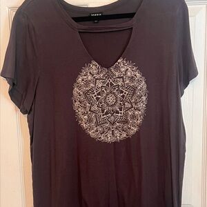 Torrid Size 2 cute gray top with design and cutout neckline